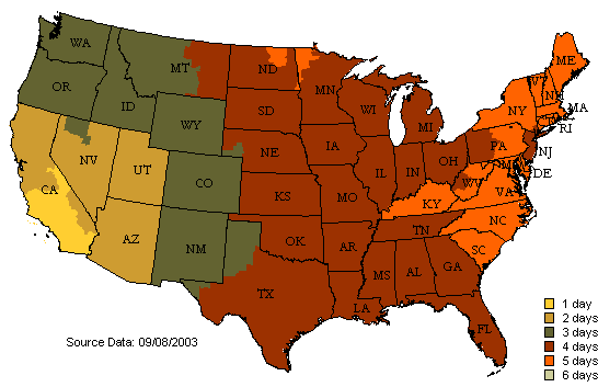 UPS transit time map